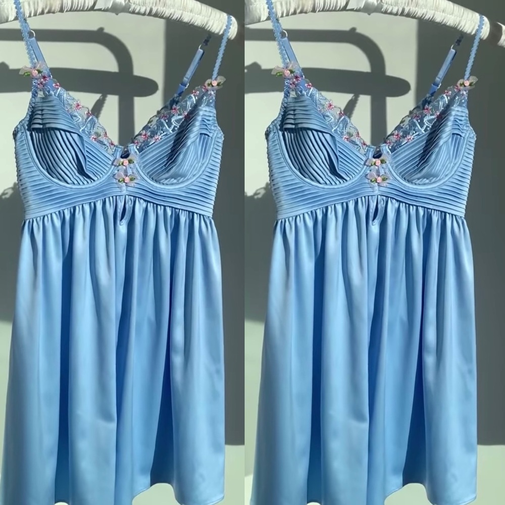 For Love And Lemons Bluebell Bow Slip Dress Small NEW - Picture 3 of 12